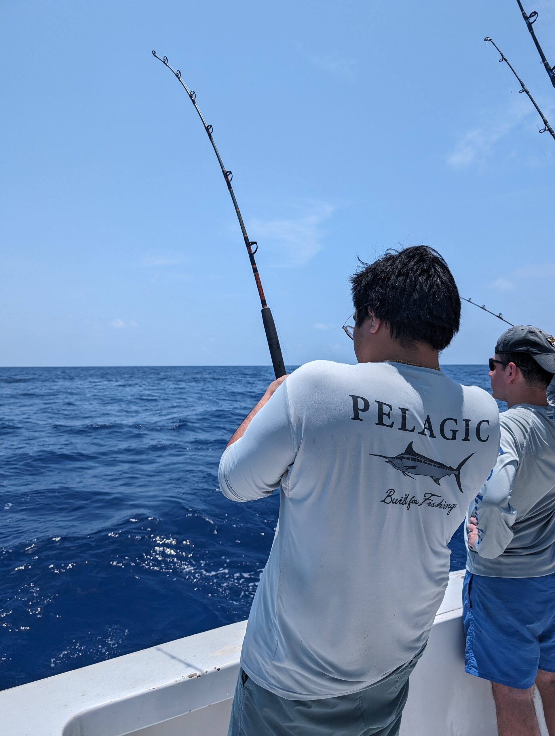 Fighting a sailfish aboard the Endeavor