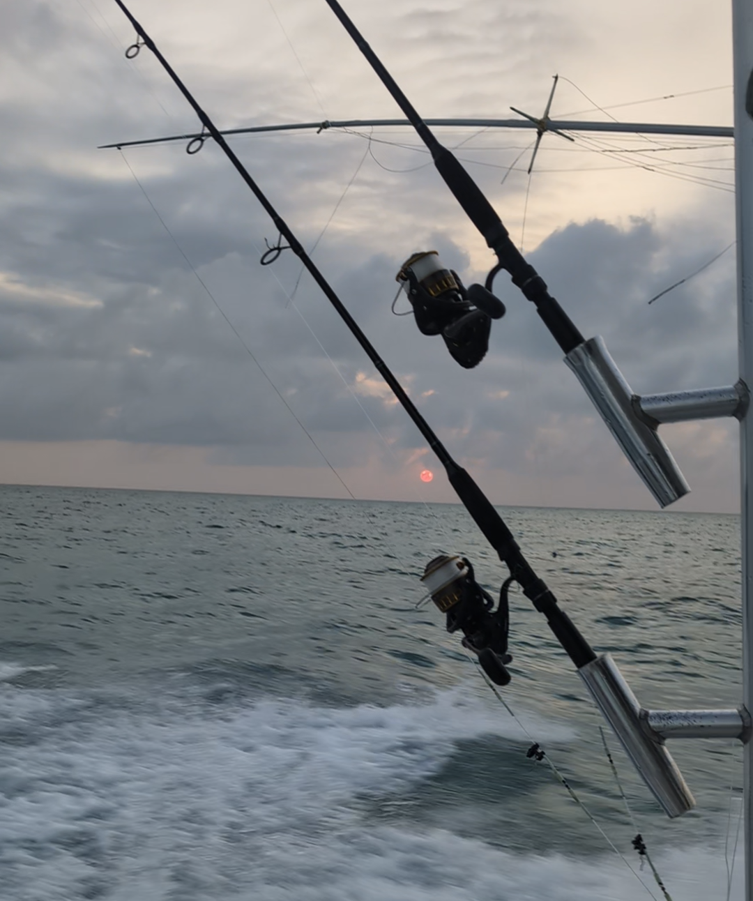 Running offshore at sunrise aboard the Endeavor 